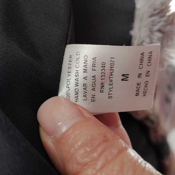 Yahada Open Cardigan Light Jacket Faux Fur Lined Size Medium Cream Brown Black - Picture 5 of 8